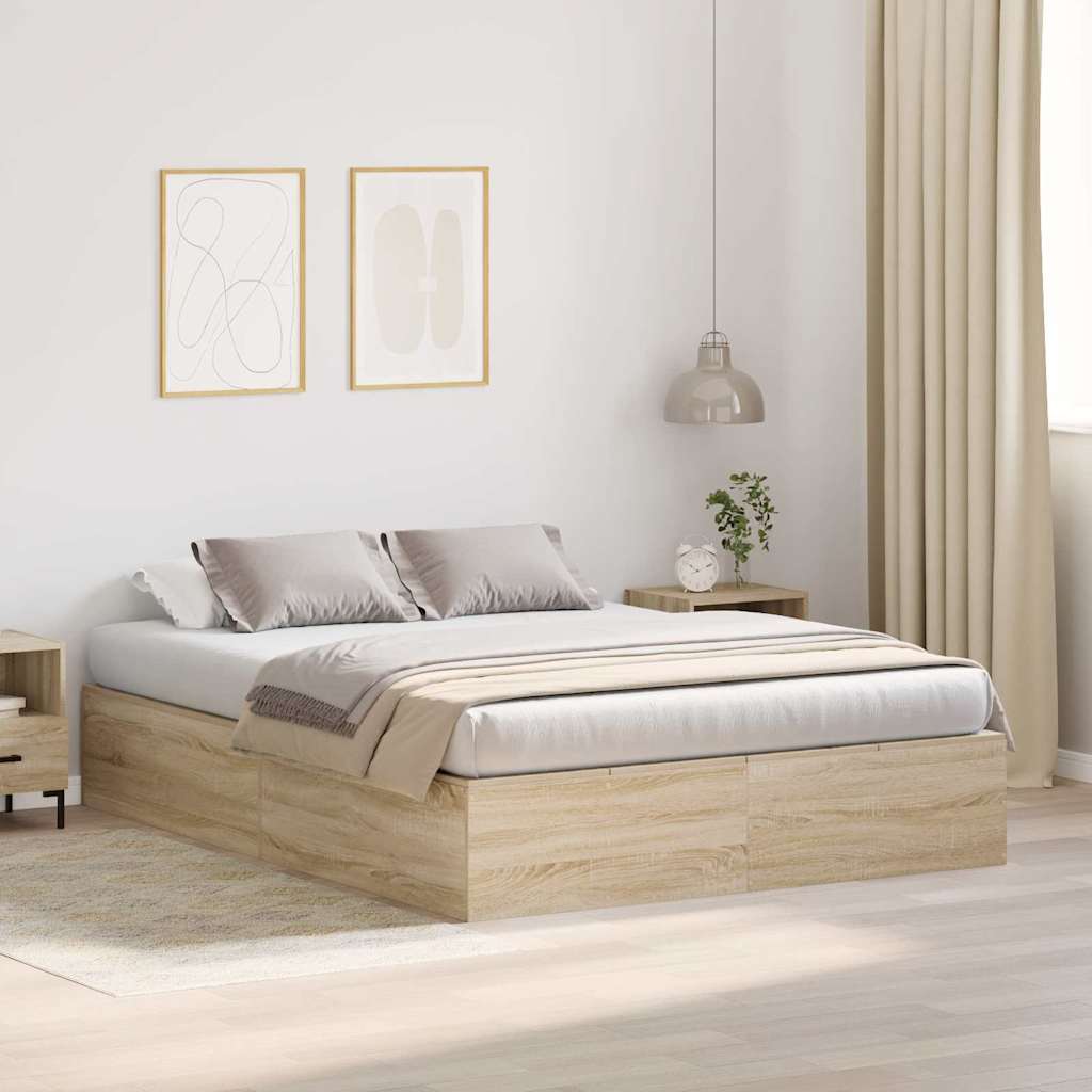 Cama com arrumação Carvalho Fumado 100 x 200 cm
