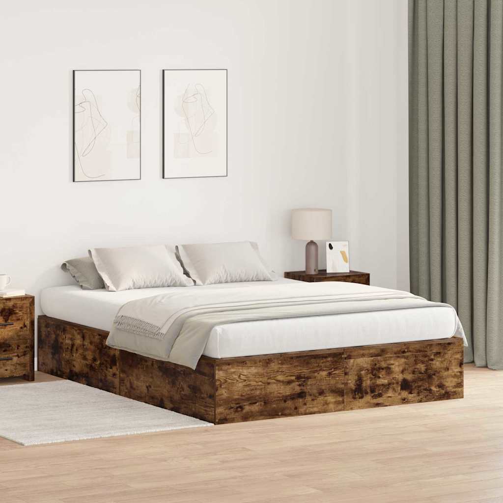Cama com arrumação Carvalho Fumado 100 x 200 cm