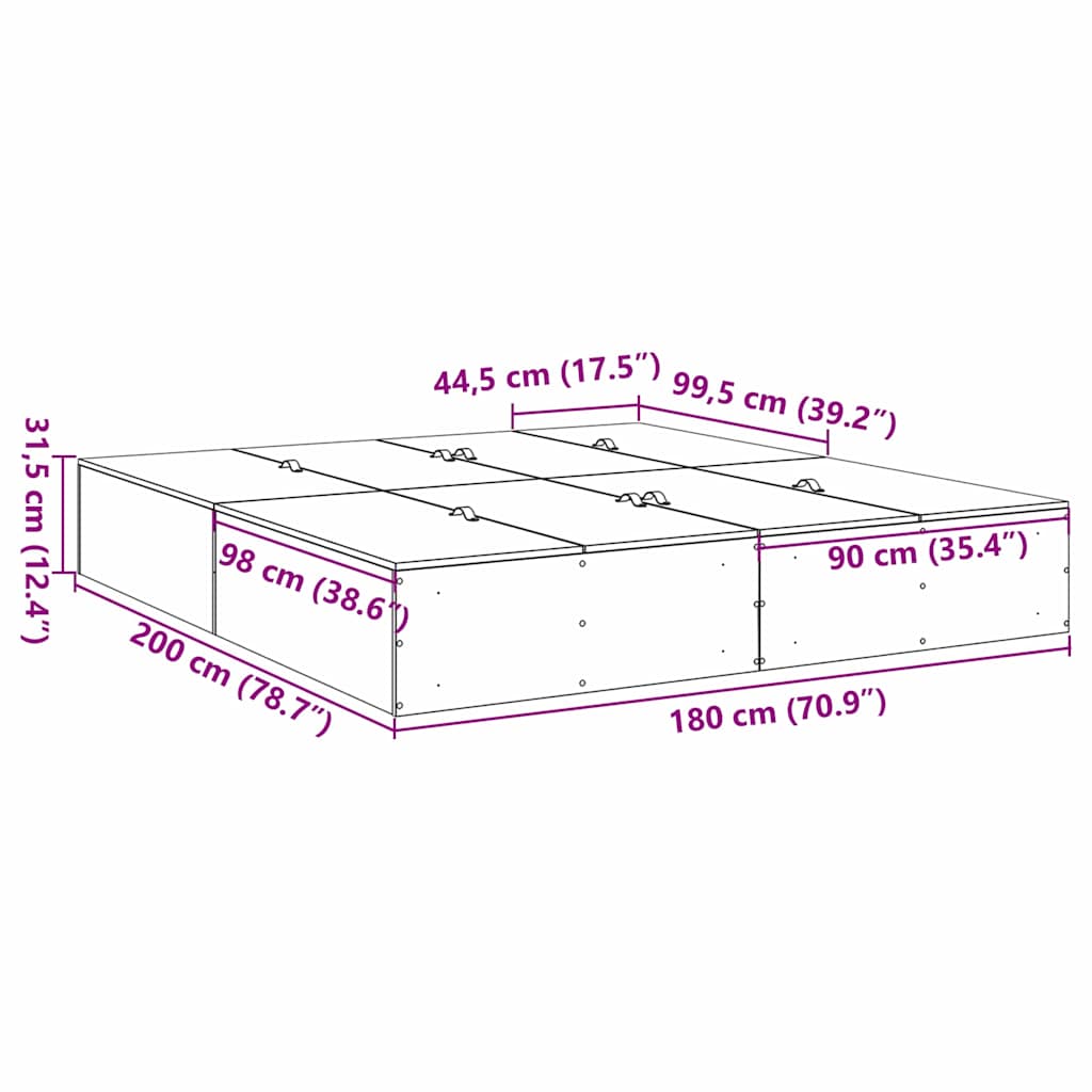 Cama con almacenamiento 180 x 200 cm Madera contrachapada