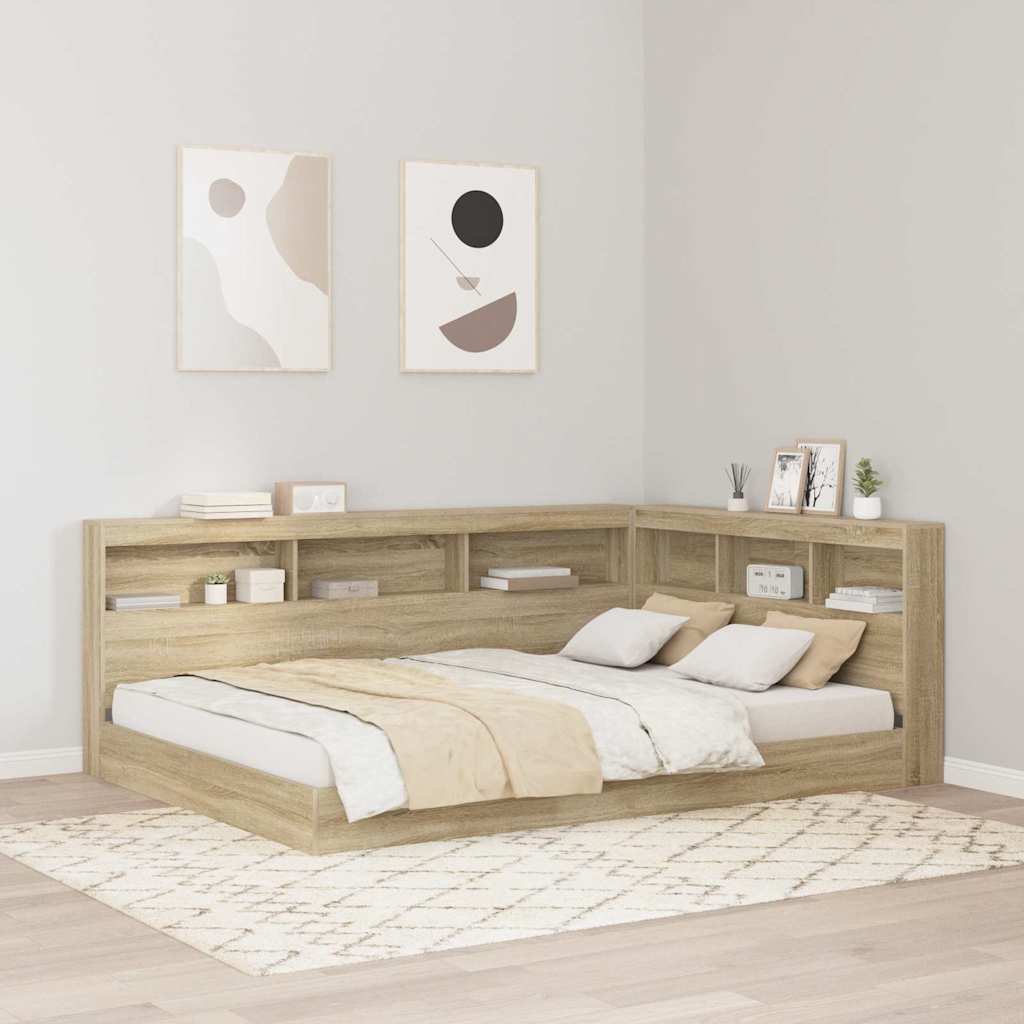 Cama com Estante Branca 135 x 190 cm Madeira contraplacada