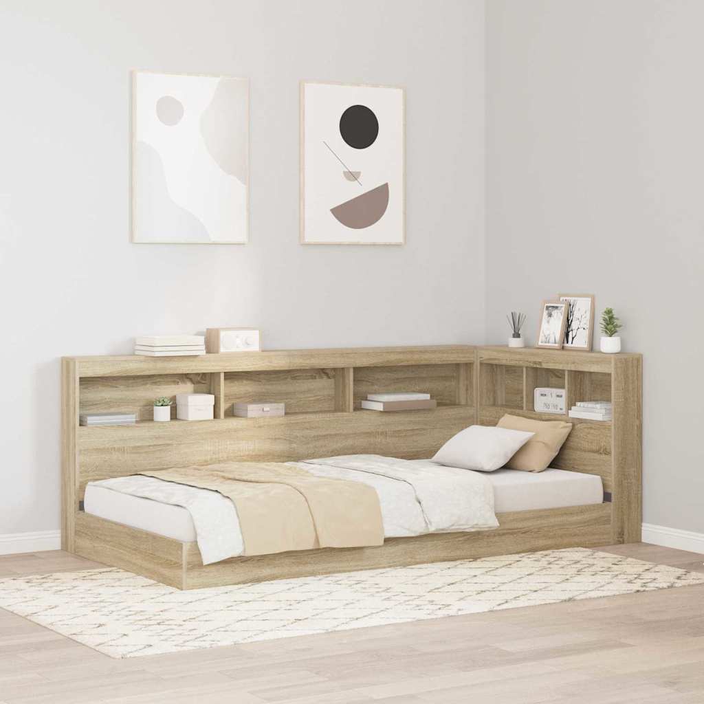 Cama com Estante Branca 135 x 190 cm Madeira contraplacada