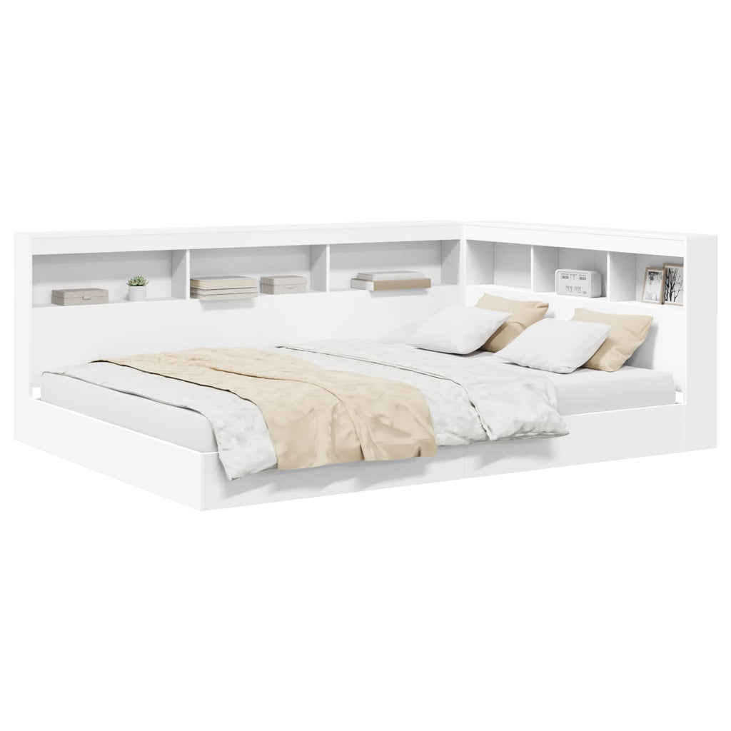 Cama con Estantería Blanco 135 x 190 cm Madera contrachapada