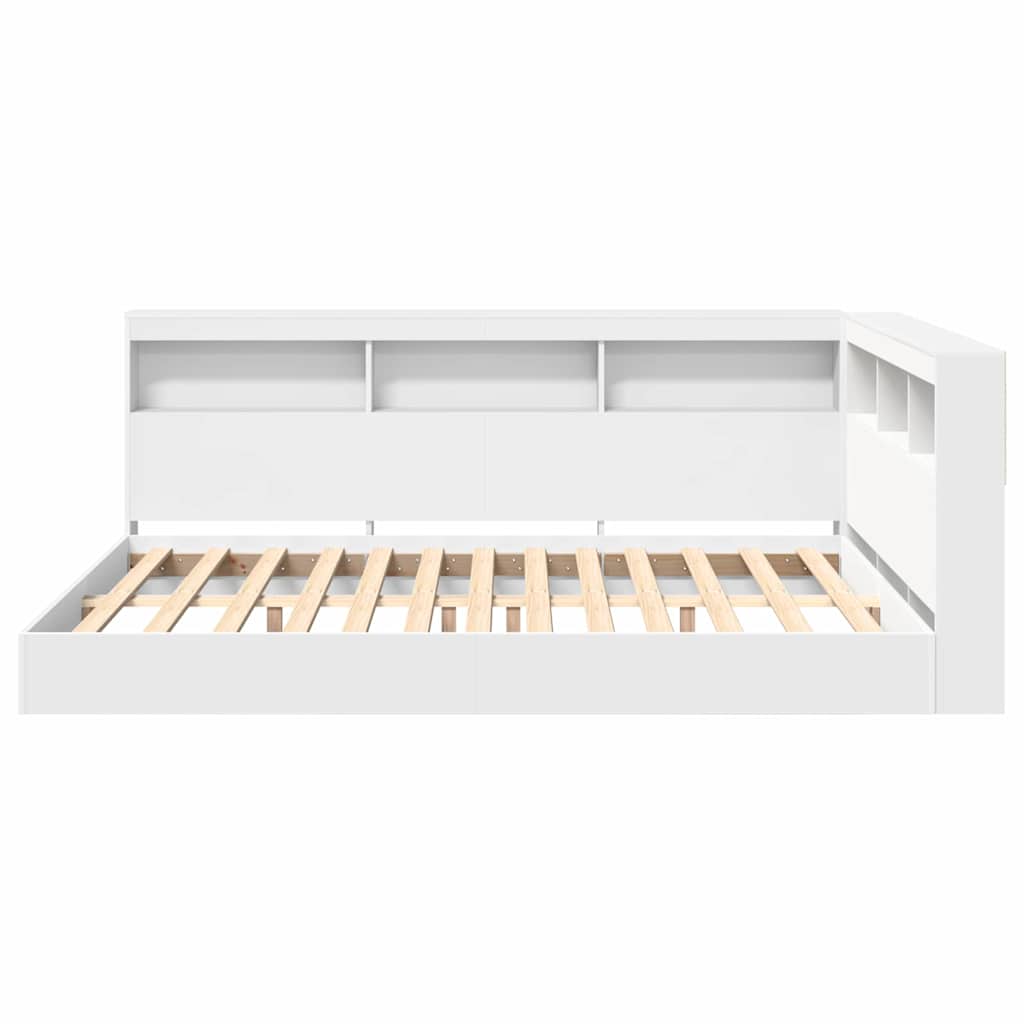 Cama con Estantería Blanco 135 x 190 cm Madera contrachapada