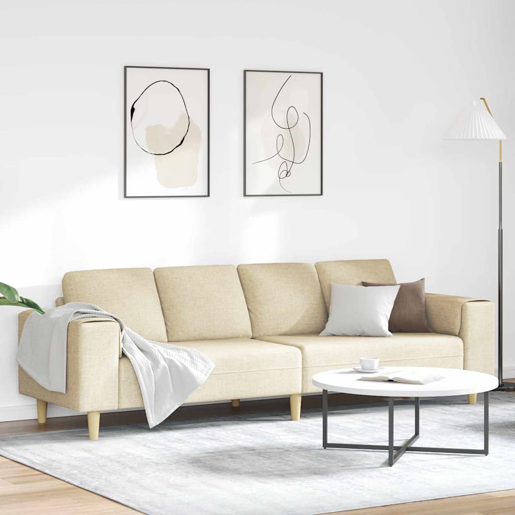 Sofá de sala de estar 3 lugares Creme Poliéster
