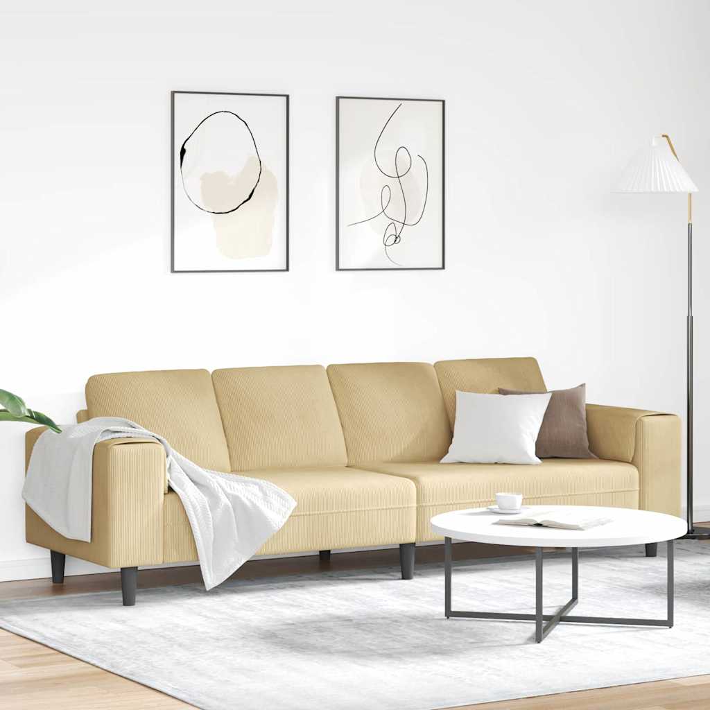 Sofá Amarillo Claro 250 x 188 x 76 cm Tela de Pana