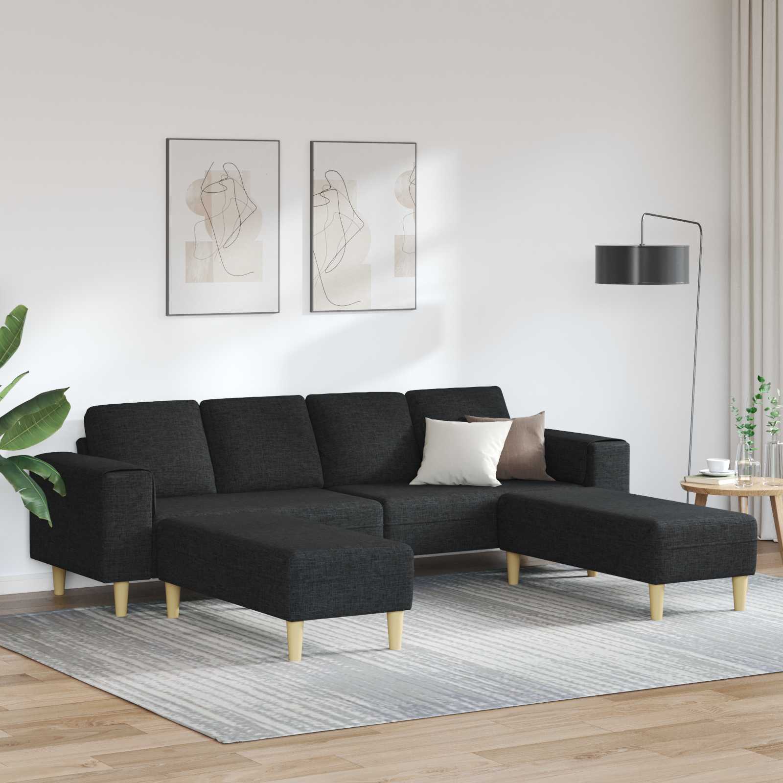 Sofá de sala de estar 3 lugares Creme Poliéster