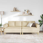 Sofá de sala 3 pcs Crema Poliéster