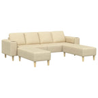 Sofá de sala 3 pcs Crema Poliéster
