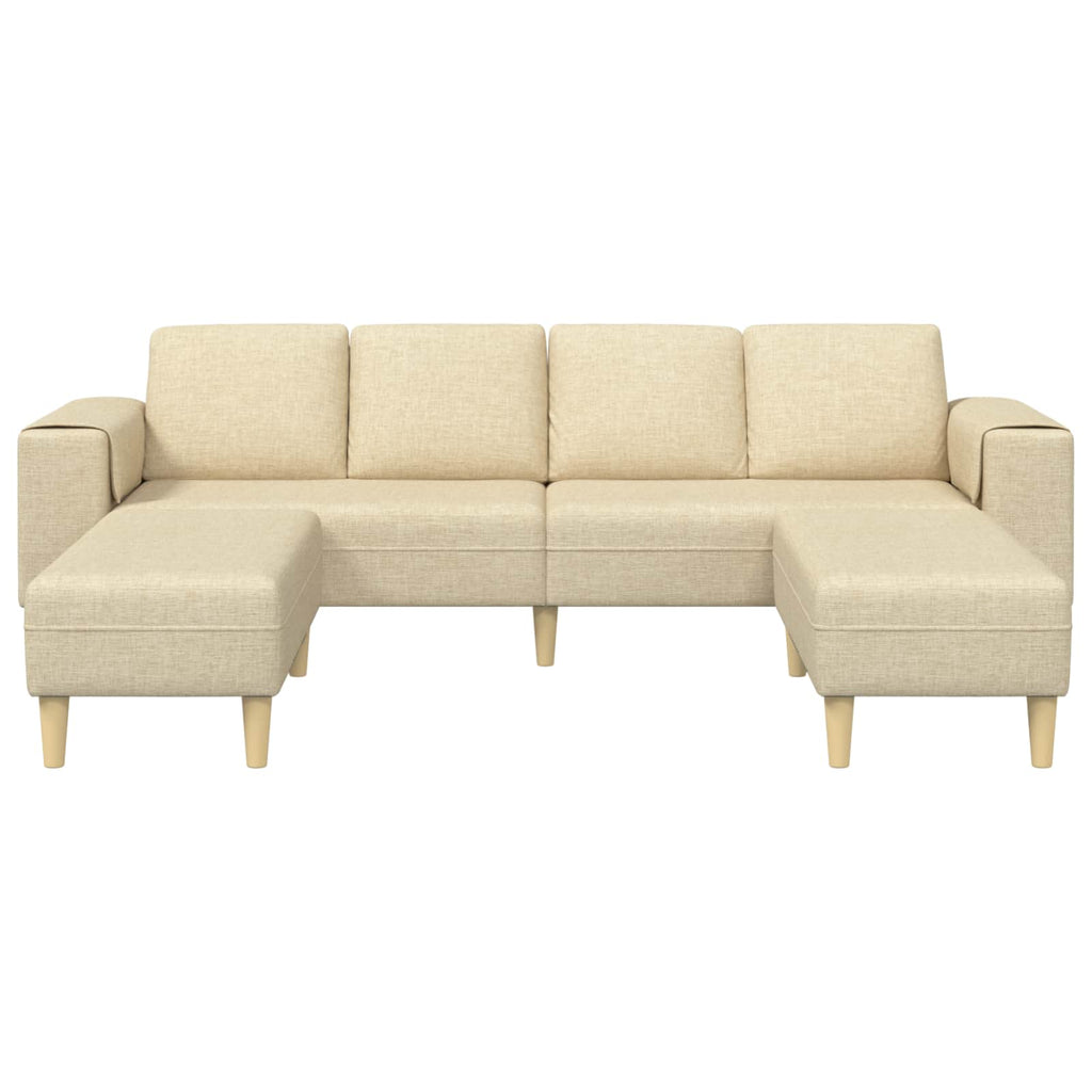 Sofá de sala 3 pcs Crema Poliéster