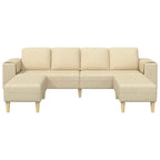 Sofá de sala 3 pcs Crema Poliéster