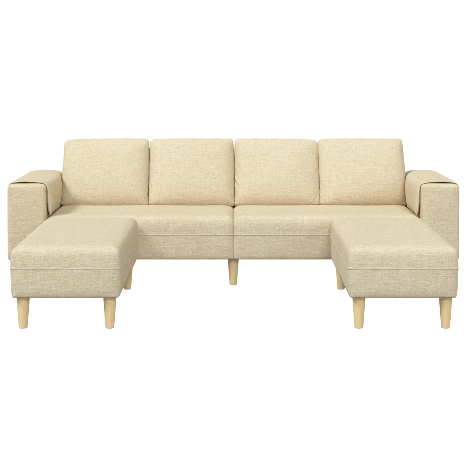 Sofá de sala 3 pcs Crema Poliéster