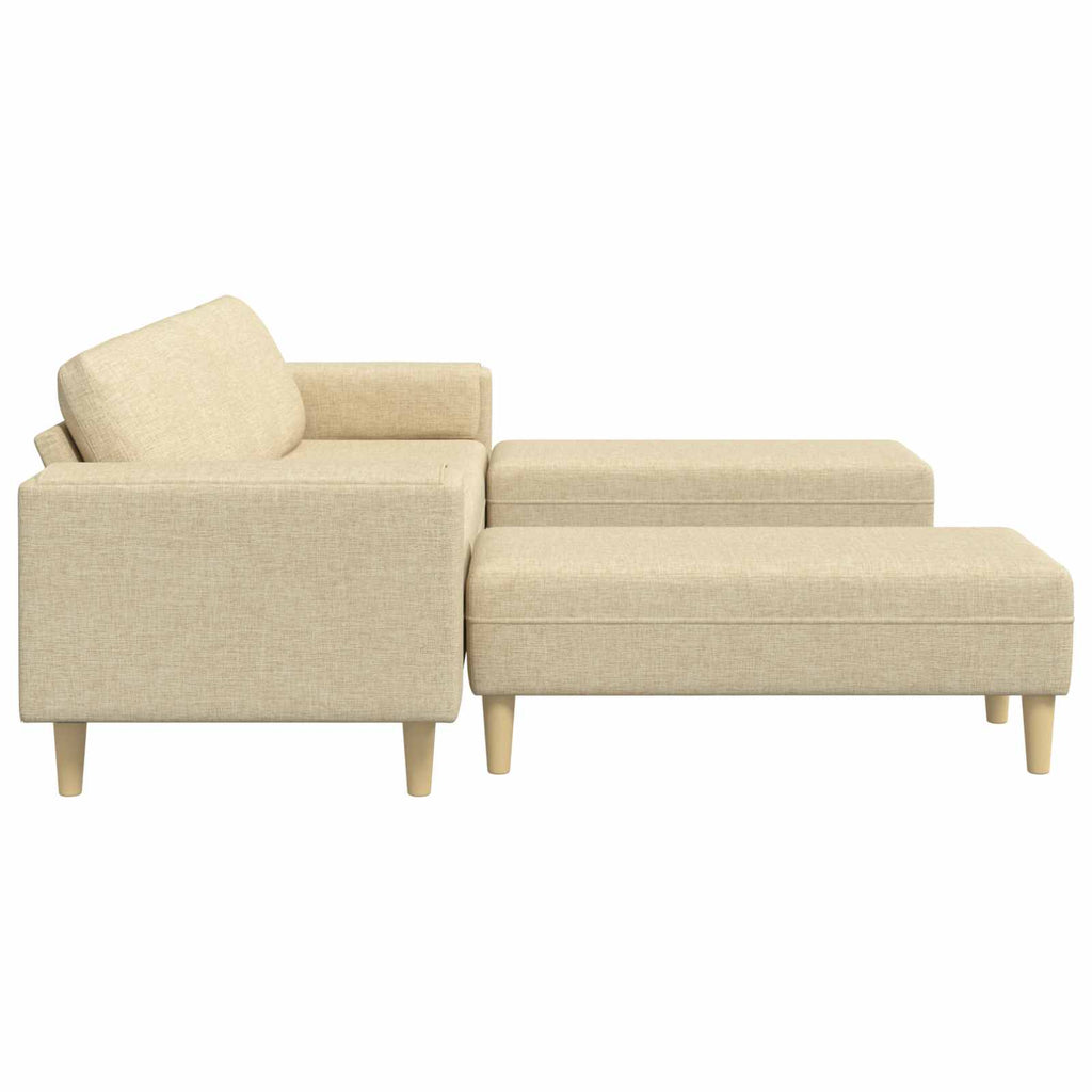 Sofá de sala 3 pcs Crema Poliéster