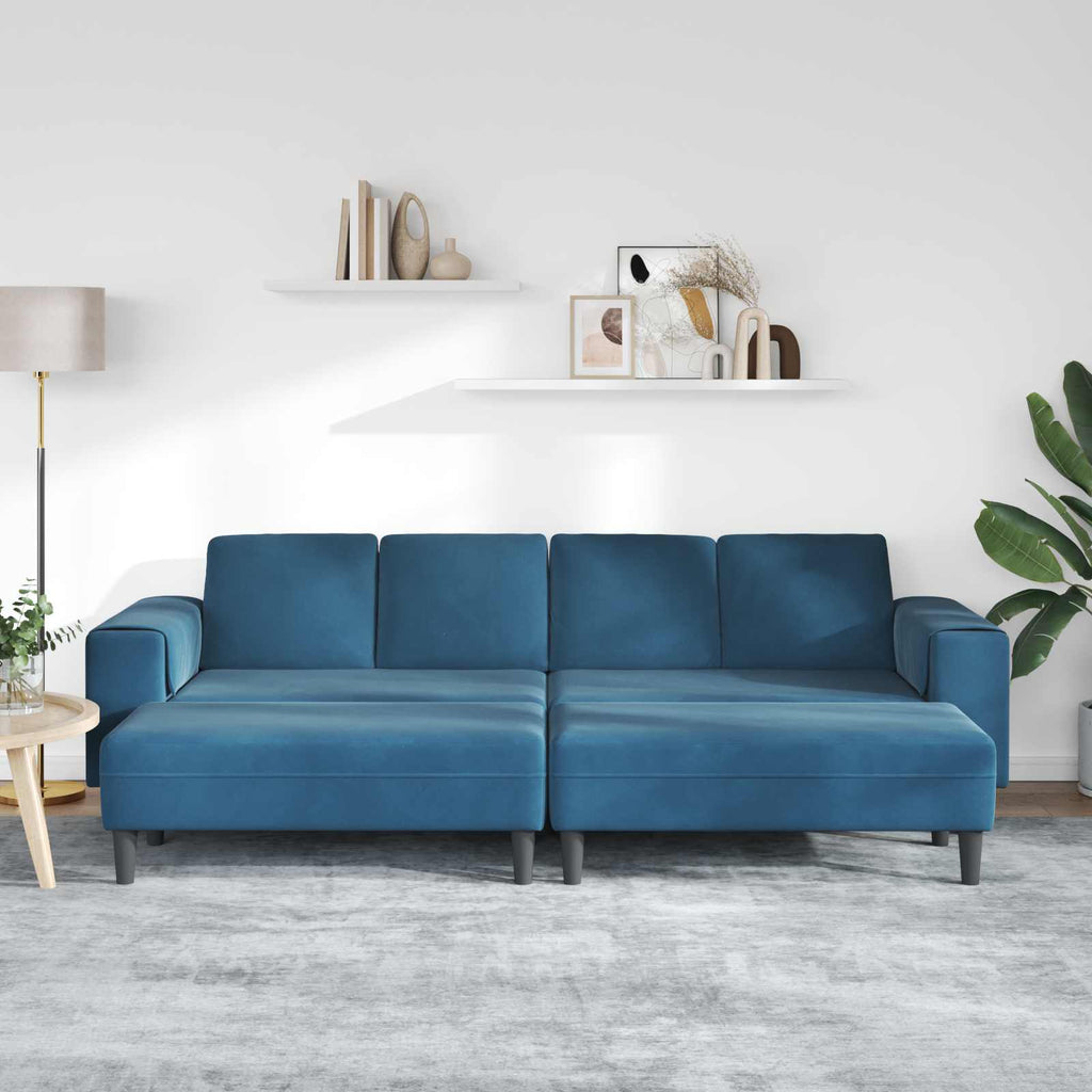 Sofá de sala 3 pcs Azul 250 x 188 x 76 cm