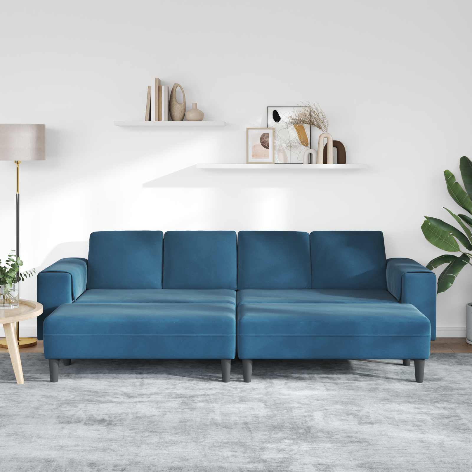 Sofá de sala 3 pcs Azul 250 x 188 x 76 cm