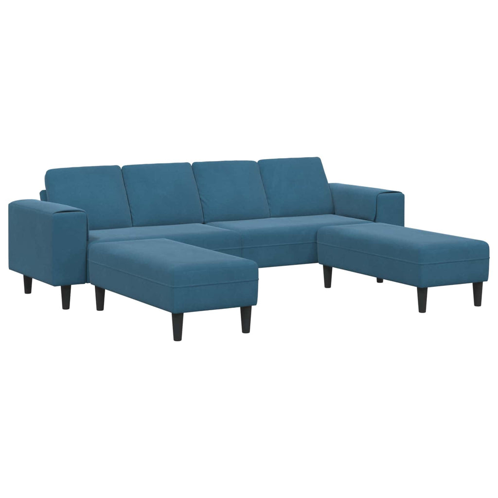 Sofá de sala 3 pcs Azul 250 x 188 x 76 cm