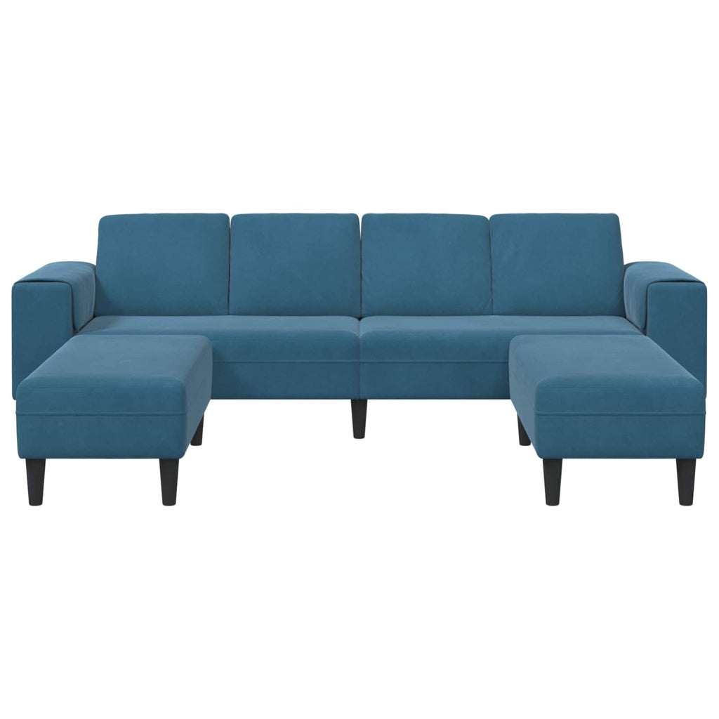 Sofá de sala 3 pcs Azul 250 x 188 x 76 cm