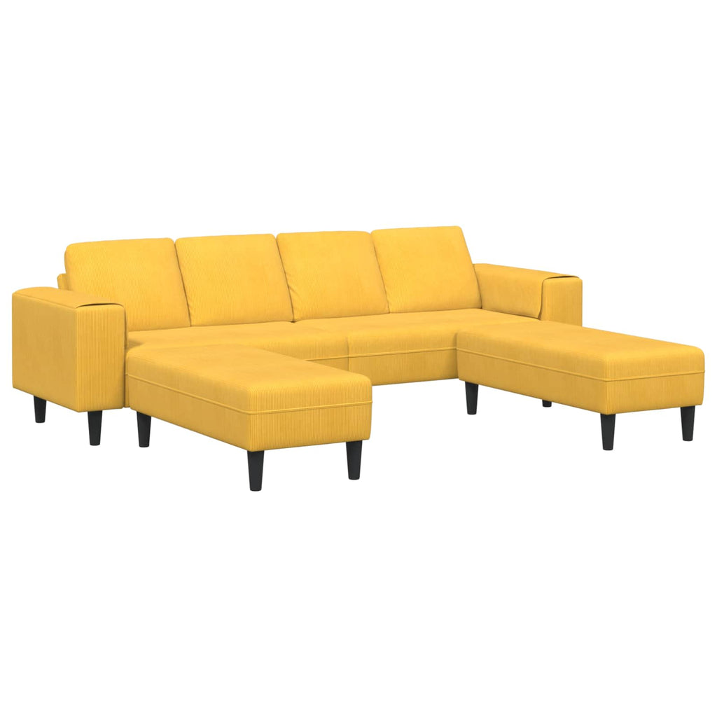 Sofá Amarillo Claro 250 x 188 x 76 cm Tela de Pana