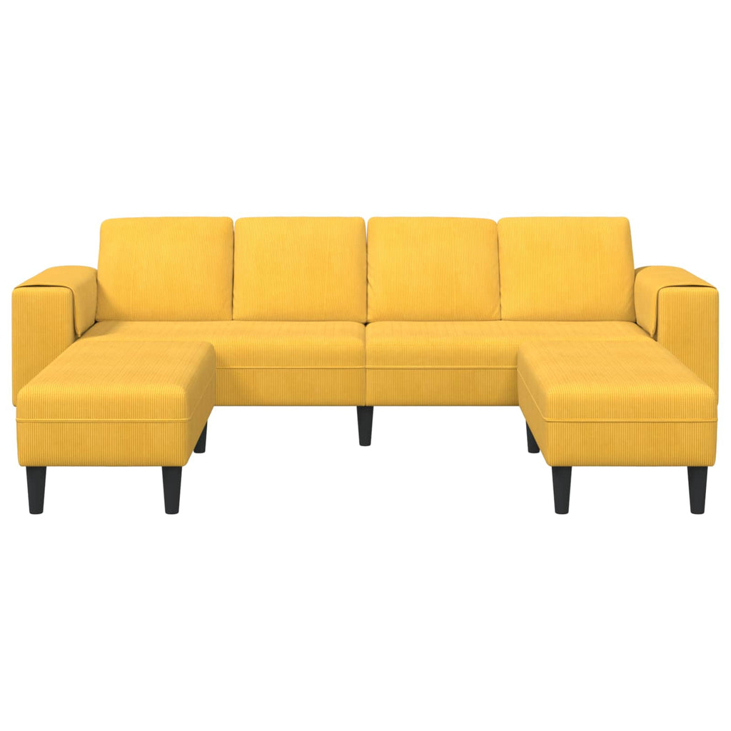 Sofá Amarillo Claro 250 x 188 x 76 cm Tela de Pana