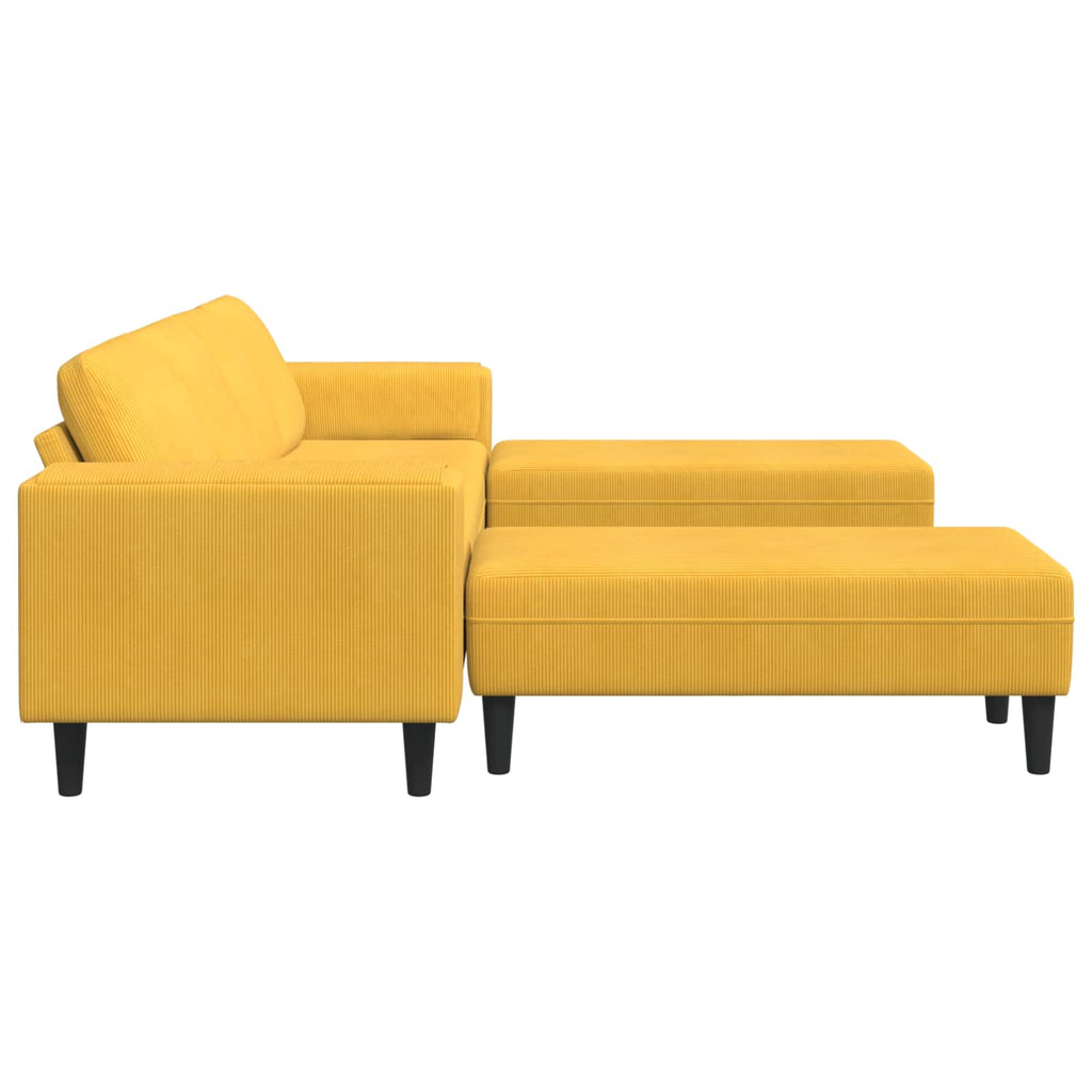 Sofá Amarillo Claro 250 x 188 x 76 cm Tela de Pana