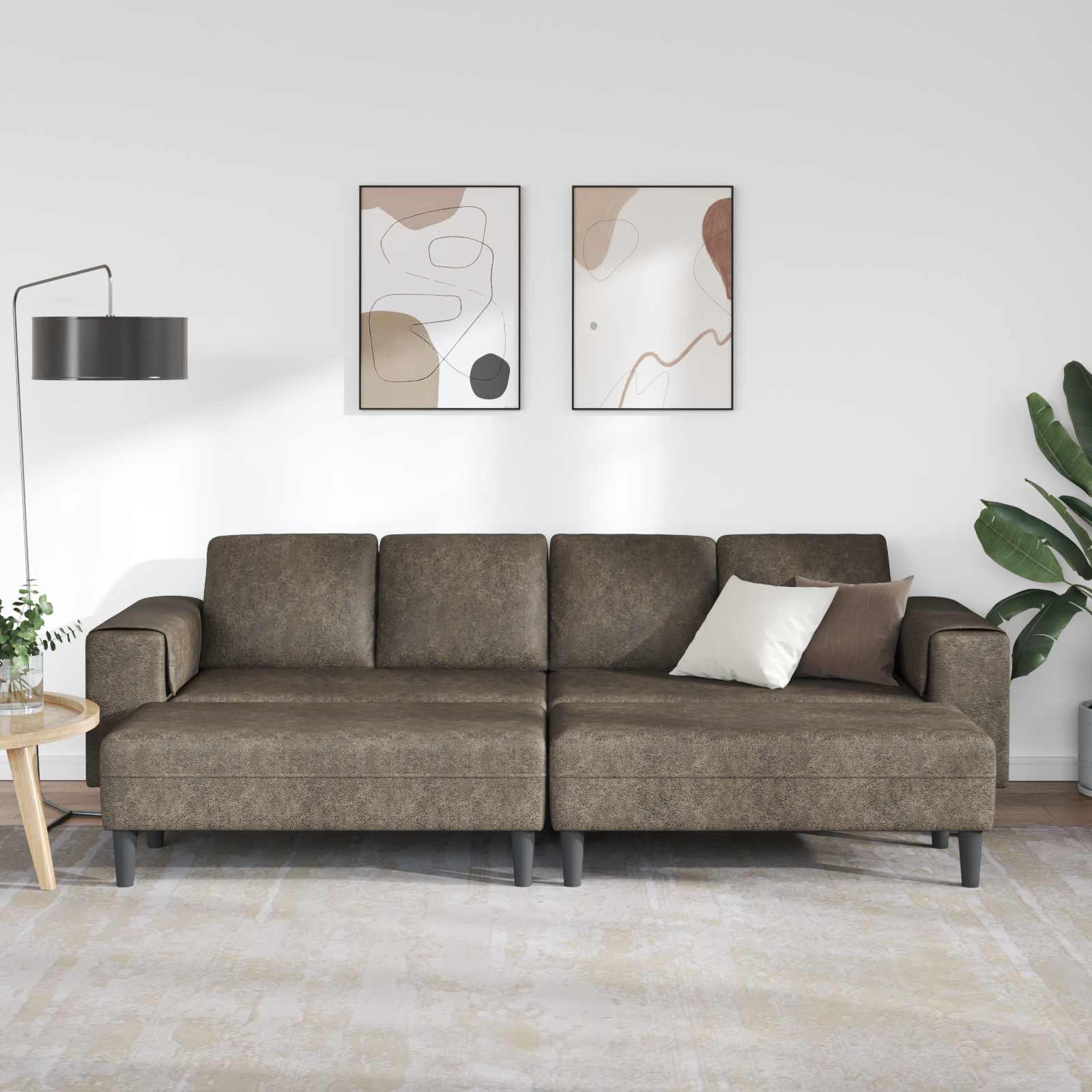 Sofá de sala 3 pcs Gris oscuro