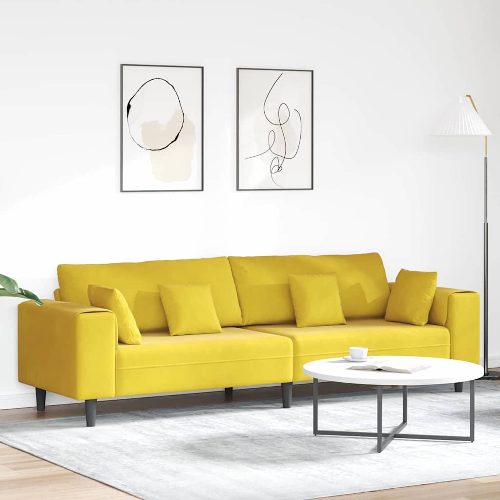 Sofá 3 pcs Amarillo 250 x 188 x 76 cm Terciopelo