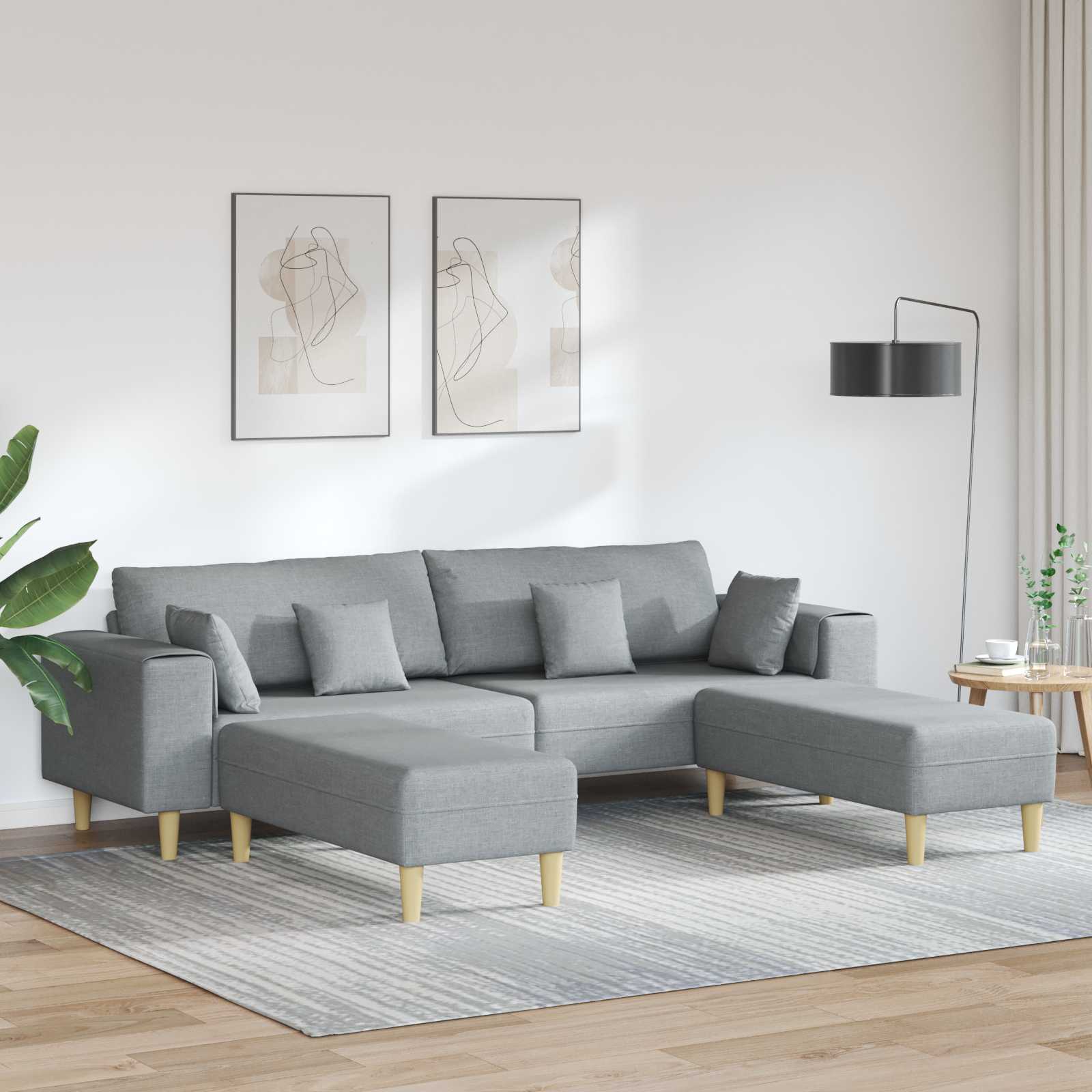 Sofá 3 peças Cinzento Nuvem 250 x 188 x 76 cm tecido