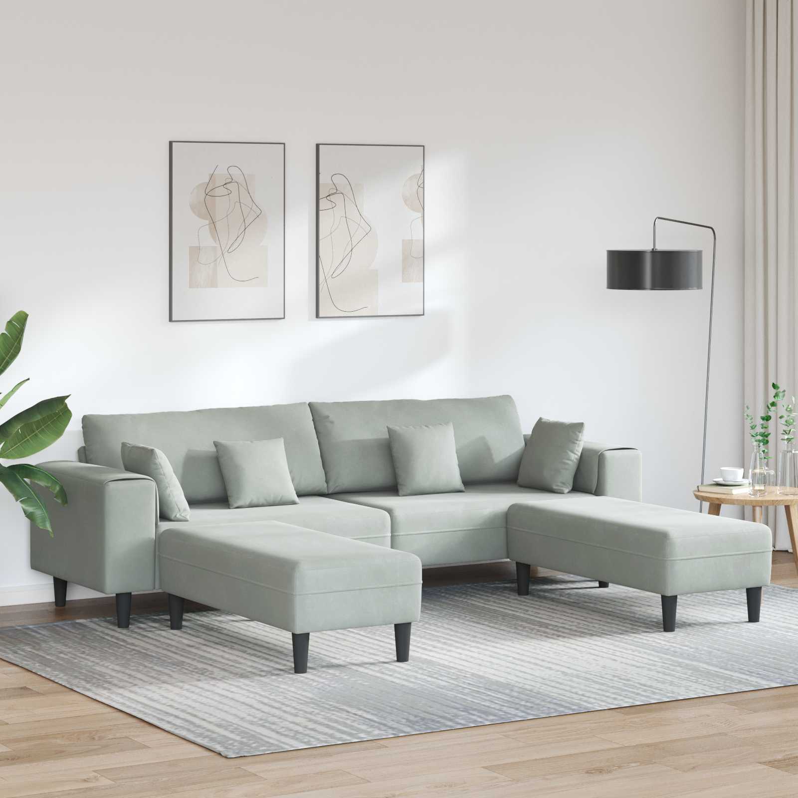 Sofá 3 pcs Amarillo 250 x 188 x 76 cm Terciopelo