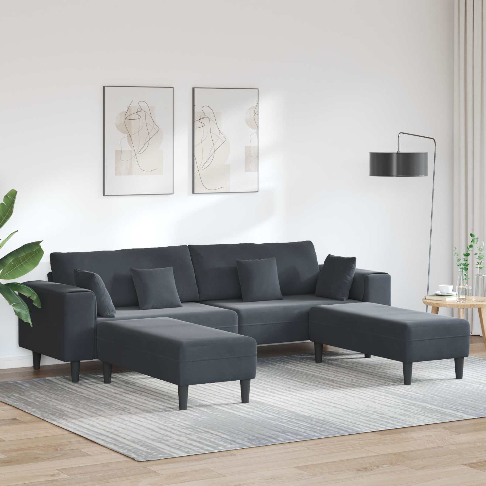 Sofá 3 pcs Amarillo 250 x 188 x 76 cm Terciopelo
