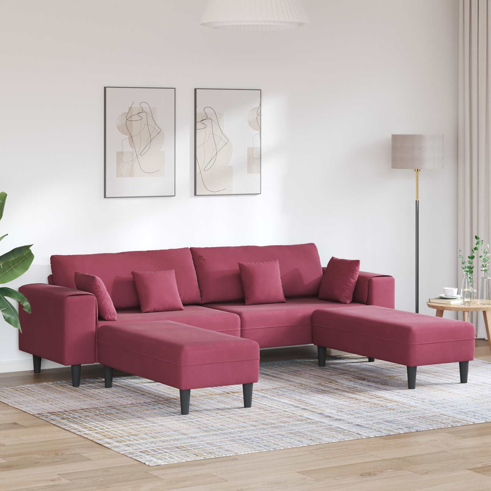 Sofá 3 pcs Amarillo 250 x 188 x 76 cm Terciopelo