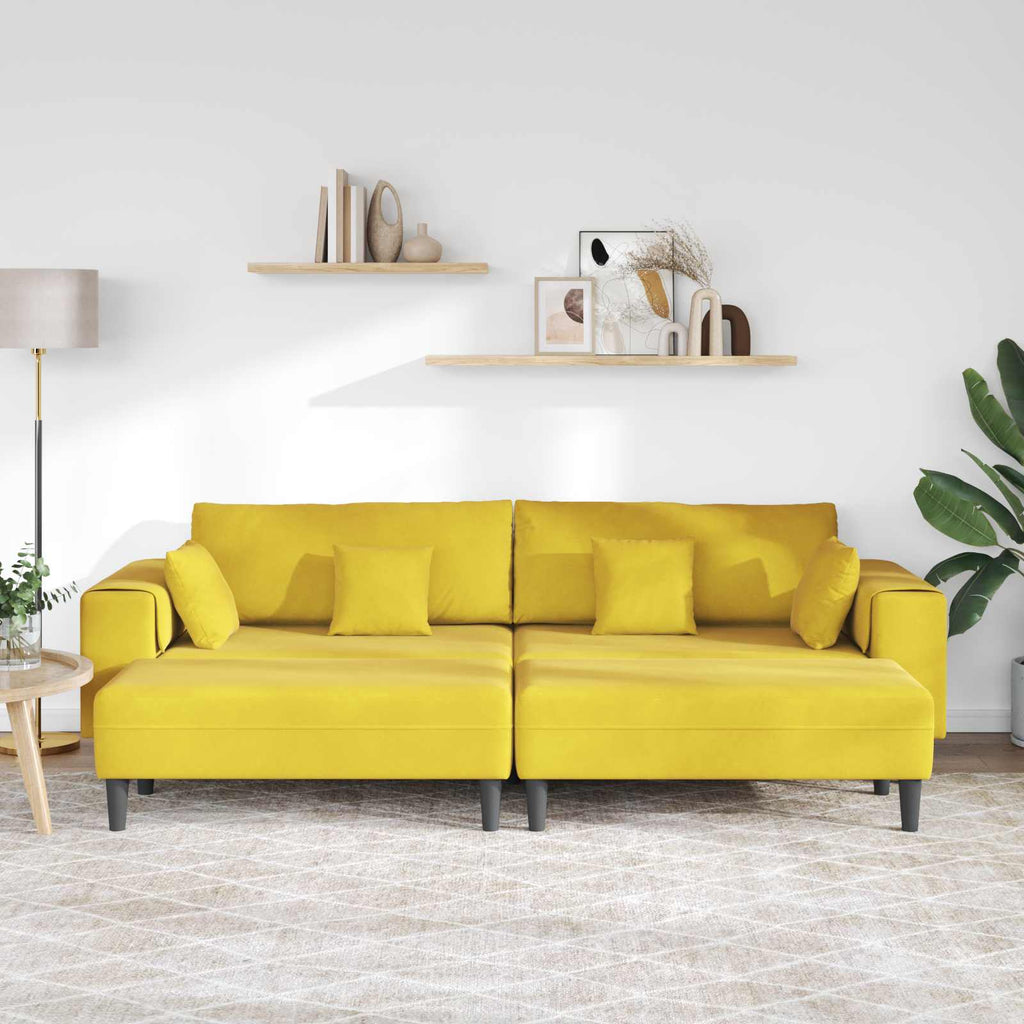 Sofá 3 pcs Amarillo 250 x 188 x 76 cm Terciopelo