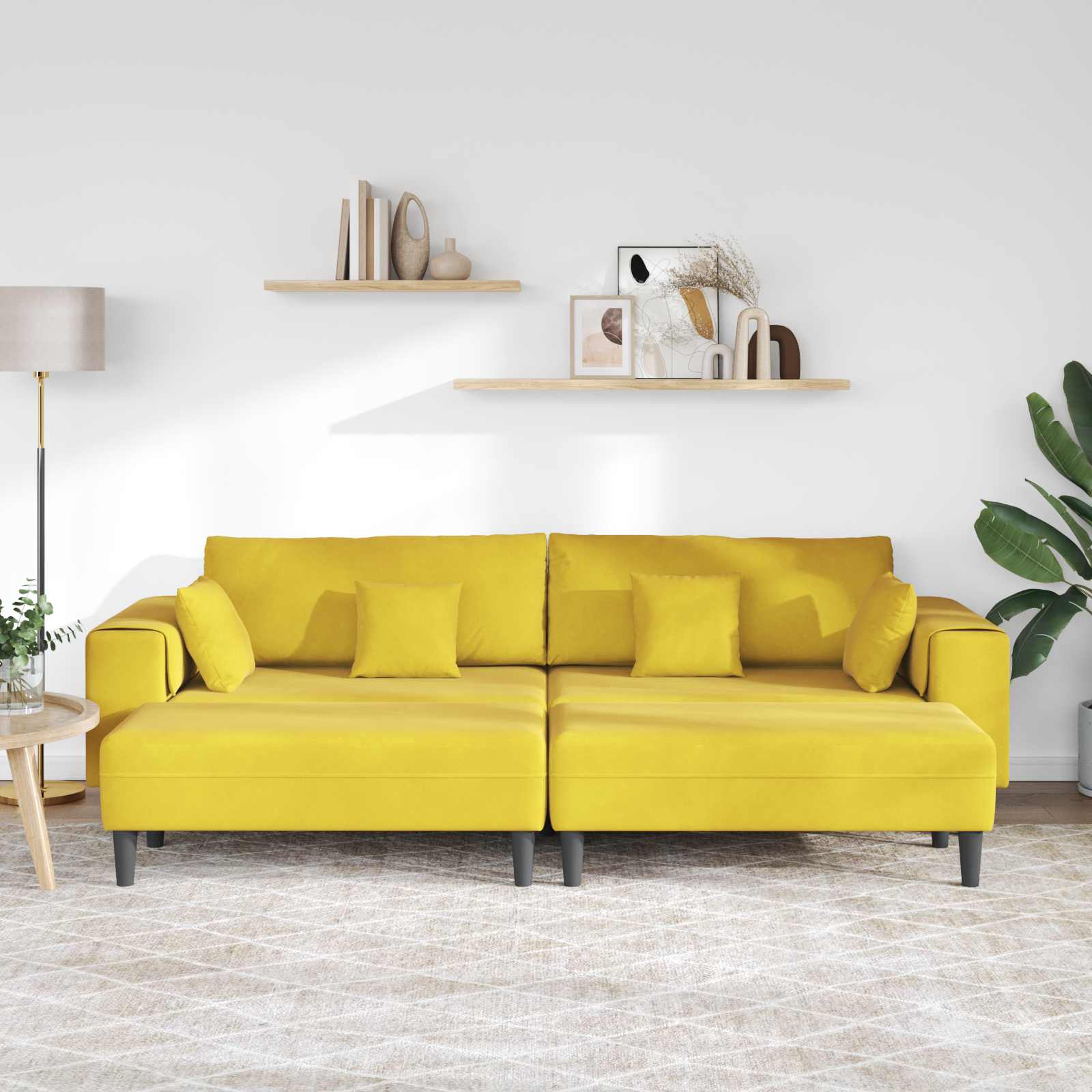 Sofá 3 pcs Amarillo 250 x 188 x 76 cm Terciopelo