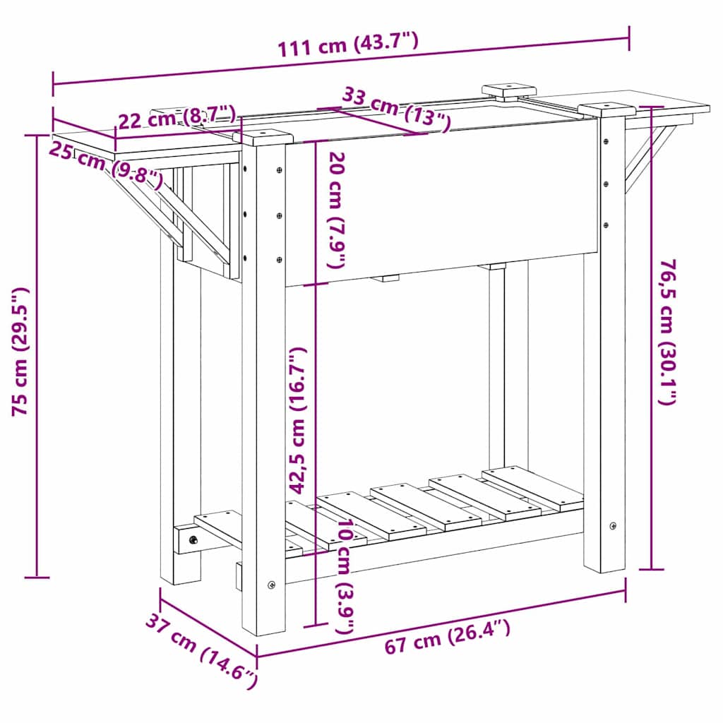 Macetero de Jardín con estante Beige 111 x 37 x 76,5 cm