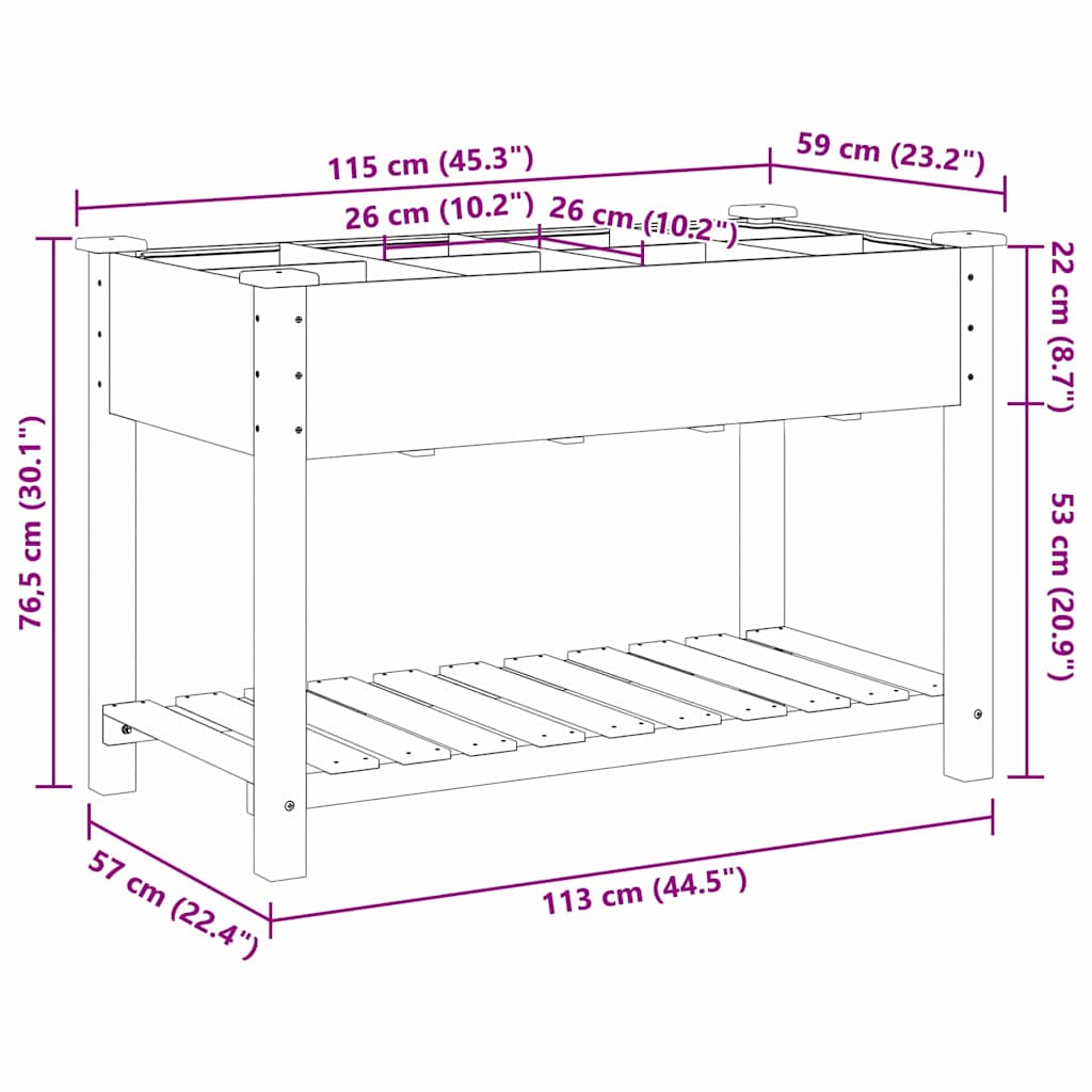 Macetero de Jardín con estante Beige 115 x 59 x 76,5 cm