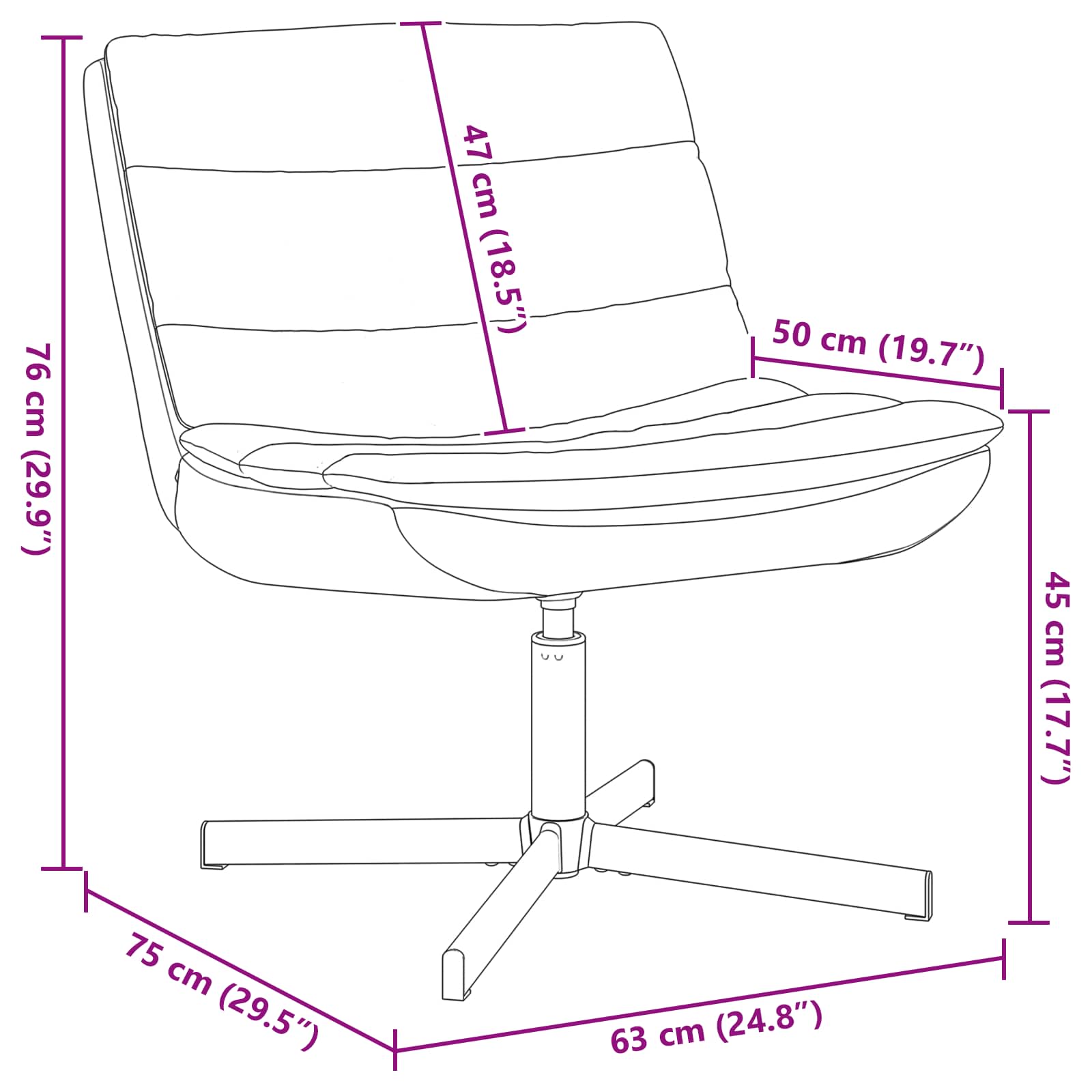 Silla giratoria Marrón 63 x 75 x 76 cm PU antiguo