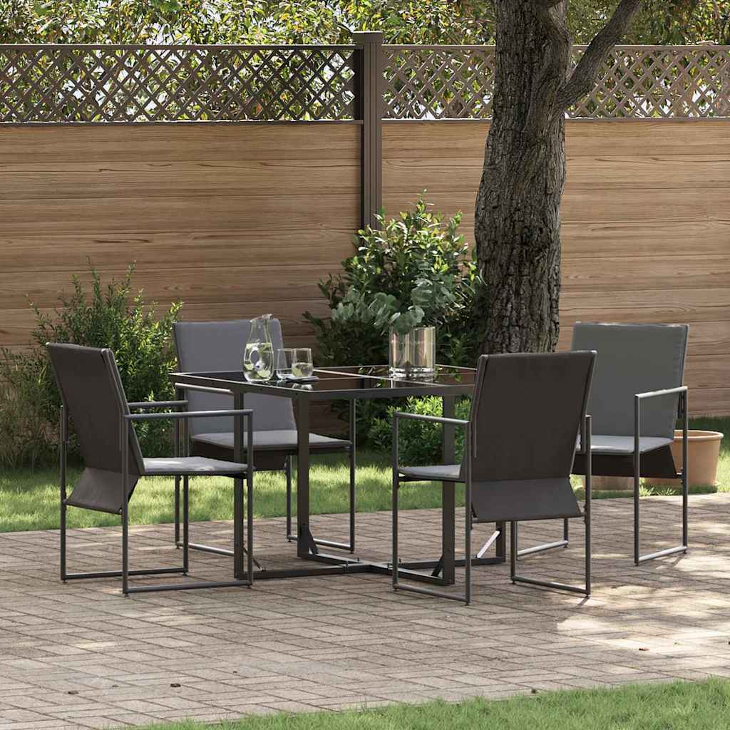 Conjunto de Refeição de Jardim 11 Peças Preto Aço