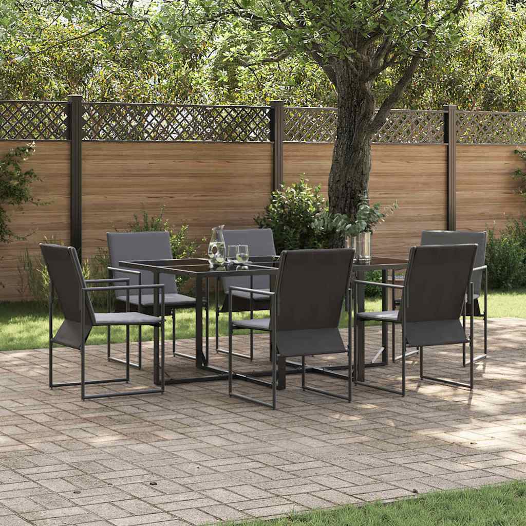 Conjunto de Refeição de Jardim 11 Peças Preto Aço