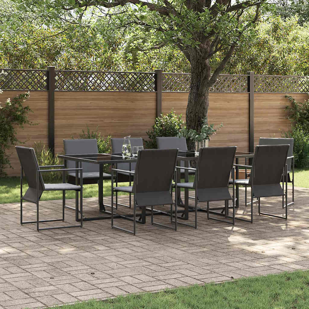 Conjunto de Refeição de Jardim 11 Peças Preto Aço