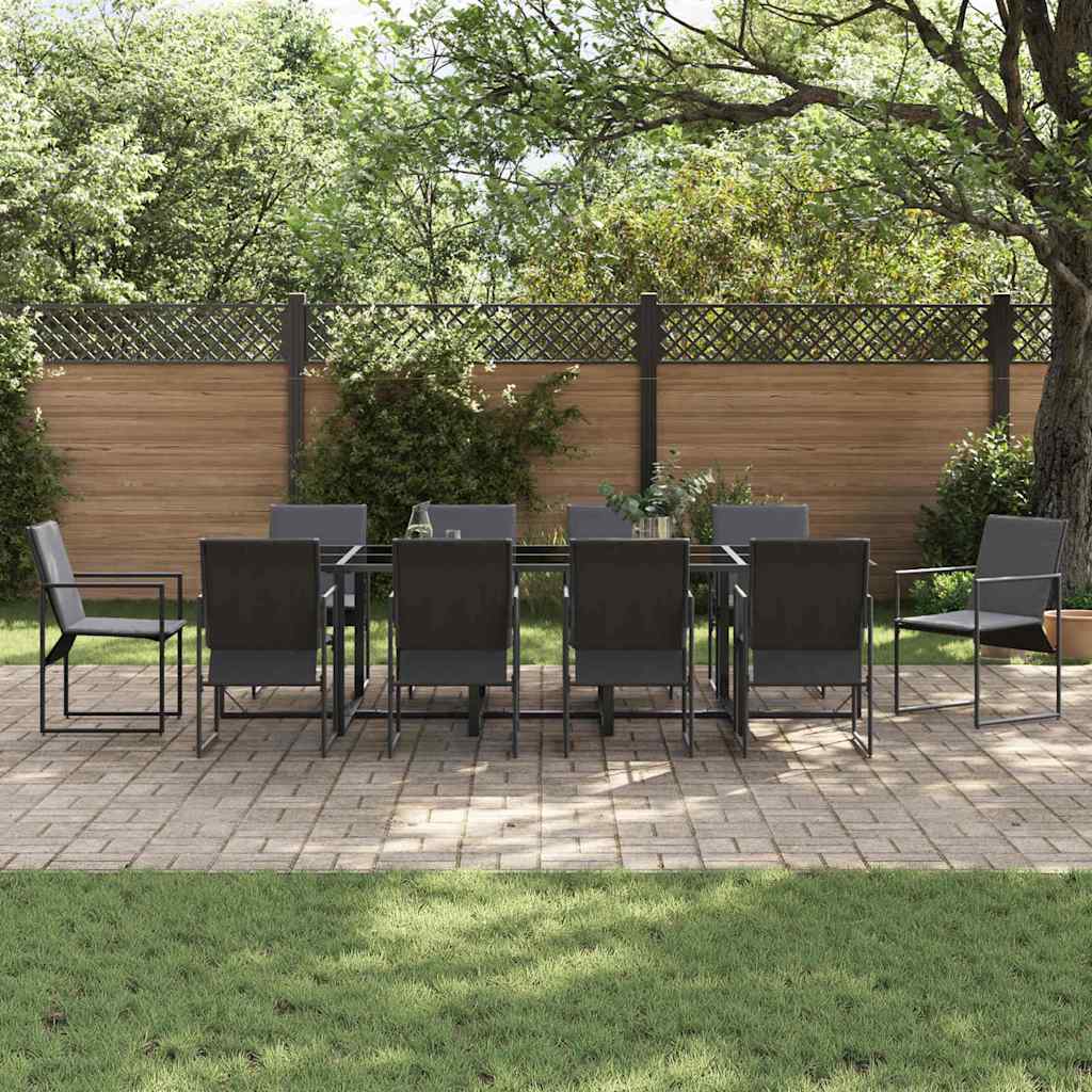 Conjunto de Comedor de Jardín 11 pcs Negro Acero