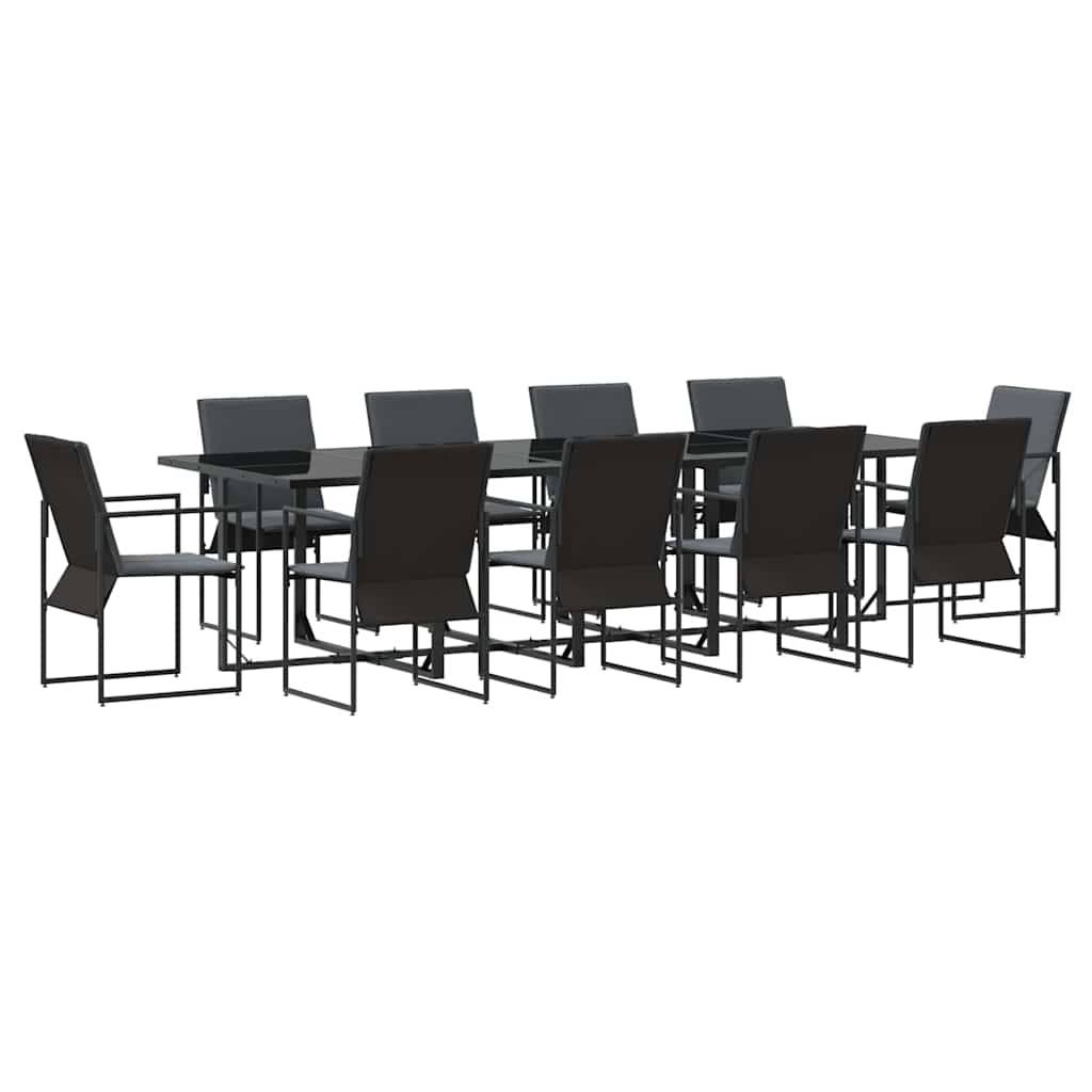 Conjunto de Comedor de Jardín 11 pcs Negro Acero