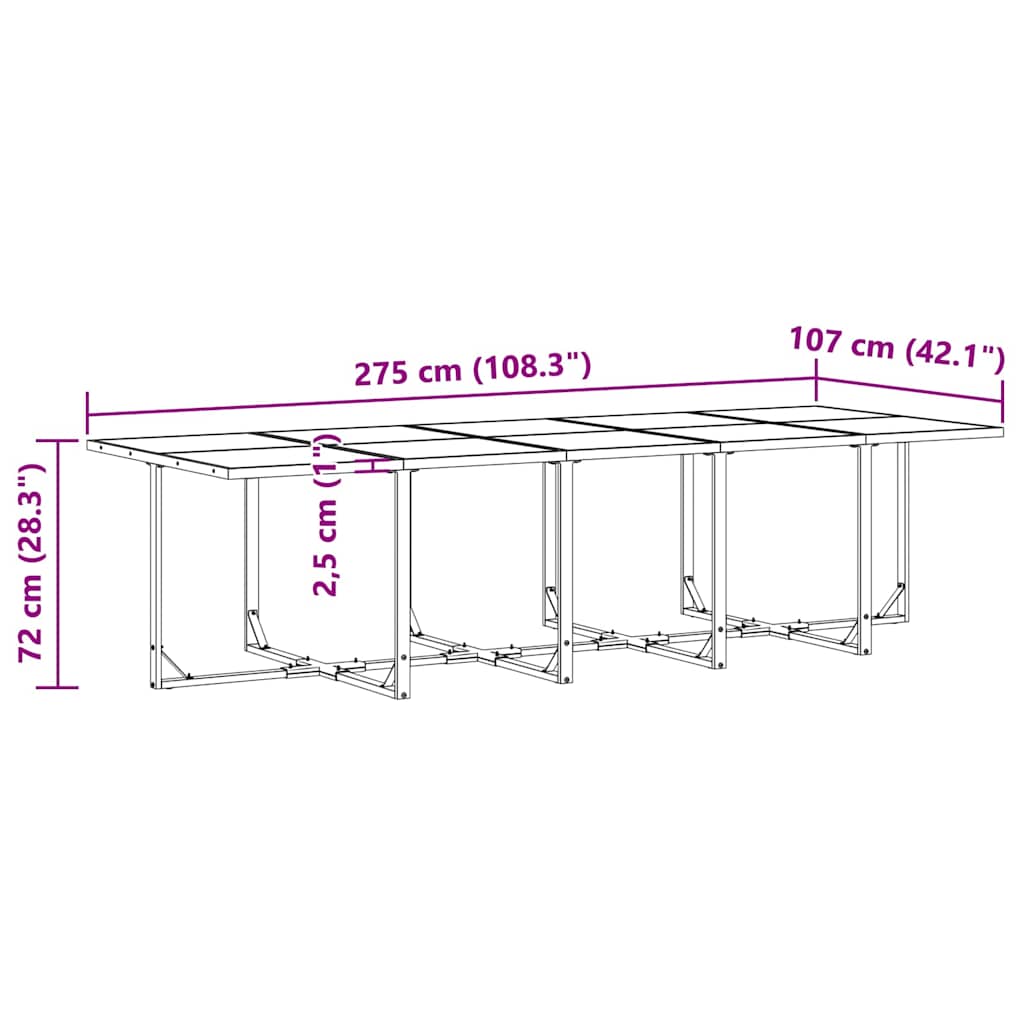 Conjunto de Comedor de Jardín 11 pcs Negro Acero