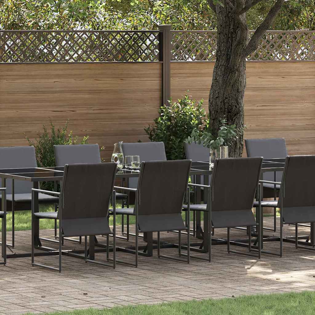 Conjunto de Refeição de Jardim 11 Peças Preto Aço
