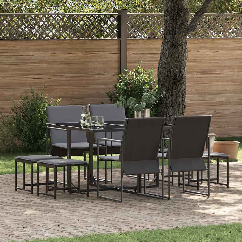 Conjunto de Refeição de Jardim 11 peças Preto Aço