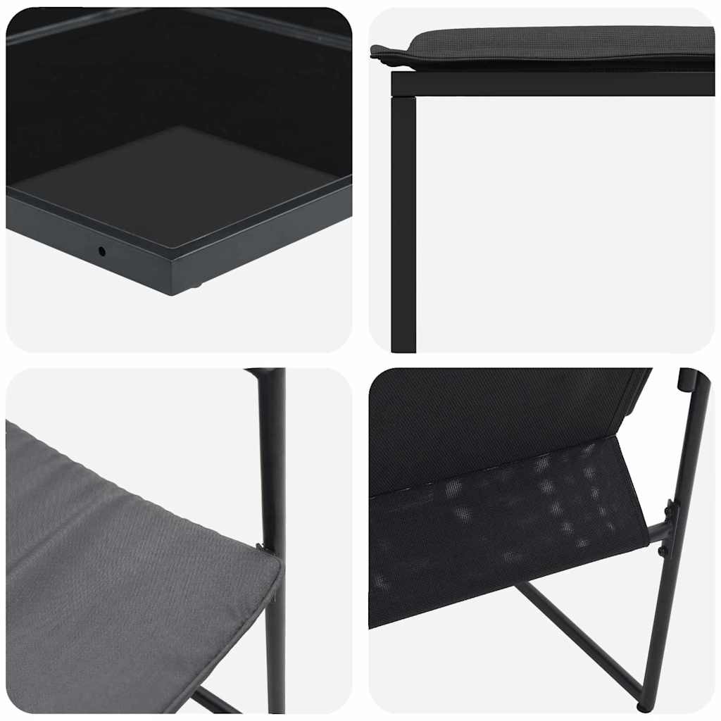 Conjunto de Comedor de Jardín 11 pcs Negro Acero