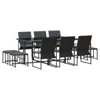 Conjunto de Comedor de Jardín 11 pcs Negro Acero