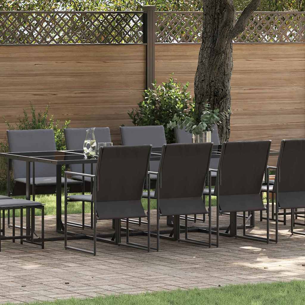 Conjunto de Refeição de Jardim 11 peças Preto Aço