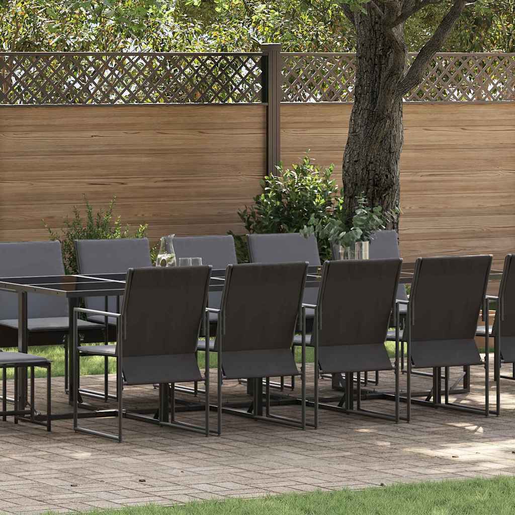 Conjunto de Refeição de Jardim 11 peças Preto Aço