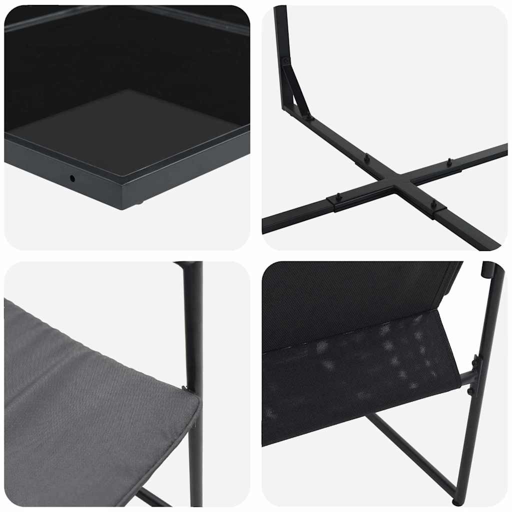 Conjunto de Comedor de Jardín 11 pcs Negro Acero