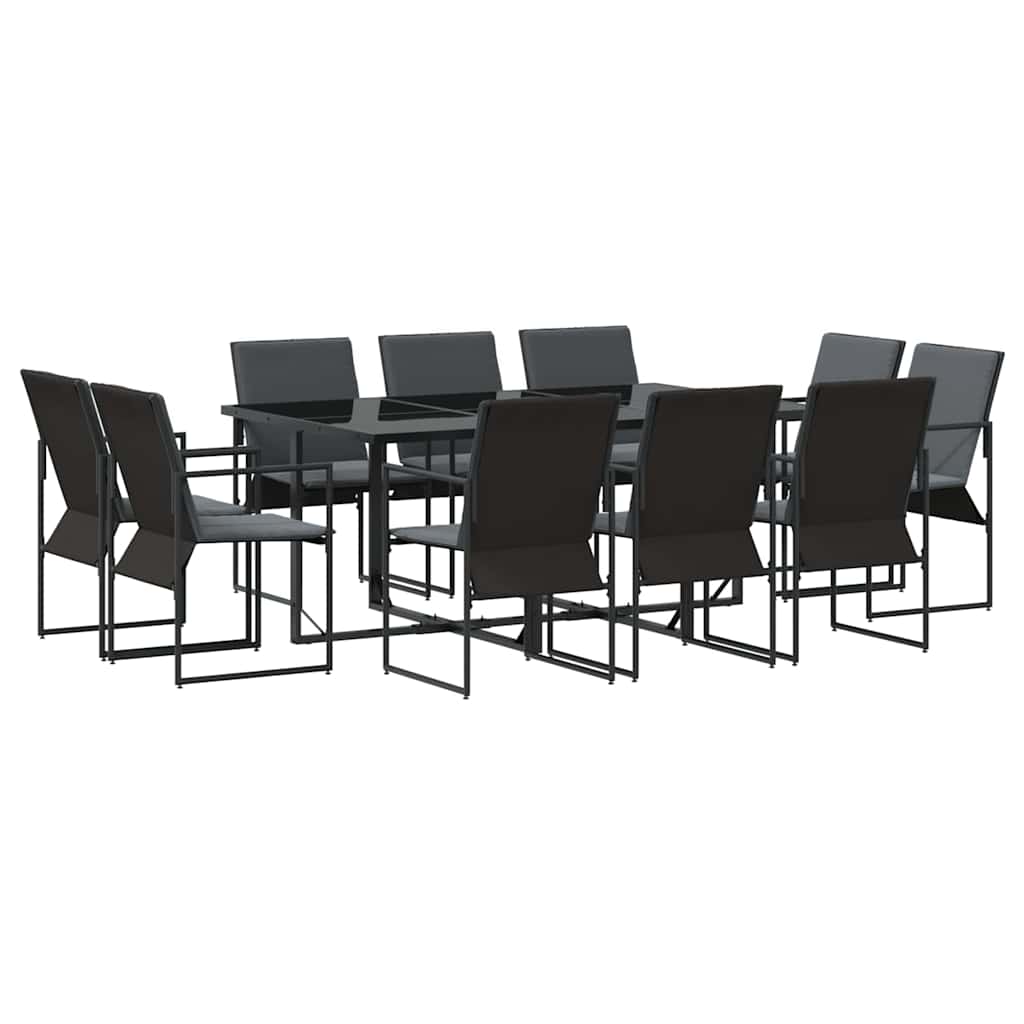 Conjunto de Comedor de Jardín 11 pcs Negro Acero