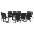 Conjunto de Comedor de Jardín 11 pcs Negro Acero