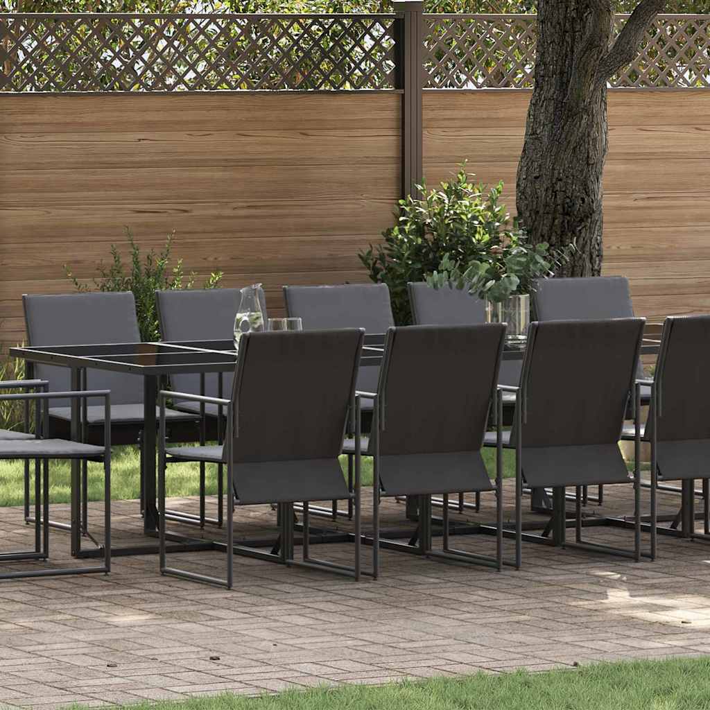 Conjunto de Jantar de Jardim 11 peças Preto Aço